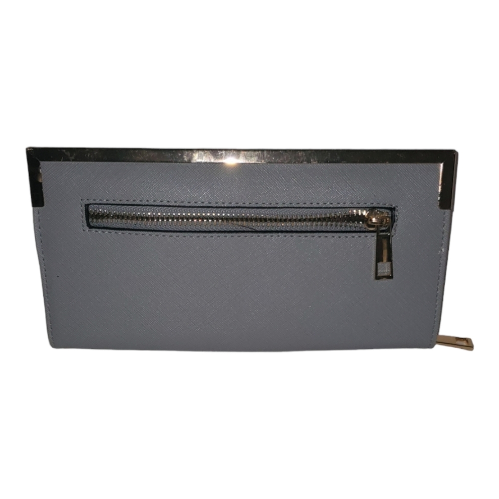 Light blue with gold trim and zipper women's wallet
